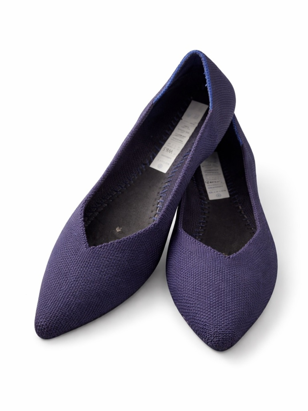 Rothy's Pointed Knit Flats in Navy Blue